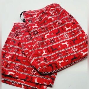Christmas Pajama pants unisex  Reindeer drawstring waist large fleece